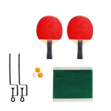 Imagem de Kit Raquete De Ping Pong Com 2 Raquetes 3 Bolas E Rede - Coisaria