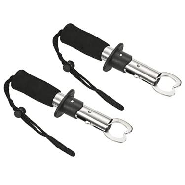 Imagem de PATIKIL Pegador de lábio de peixe, 2 peças de aço inoxidável com alça reta para pesca, preto