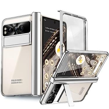 Imagem de INGIDO Capa para Google Pixel Fold com protetor de tela e suporte e proteção de dobradiça 360 capa de telefone à prova de choque para Google Pixel Fold 2023 - prata