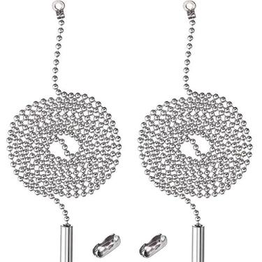 Imagem de 2 Pack Pull Chain String Extension with Connector for Ceiling Fan Light Fixture Light Bulb, 304 Stainless Steel Switch Chain Extender,1 Meter Length