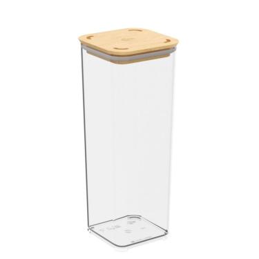 Imagem de Pote Hermético Cristal com Tampa em Bambu 1,5L, linha Modo Coza
