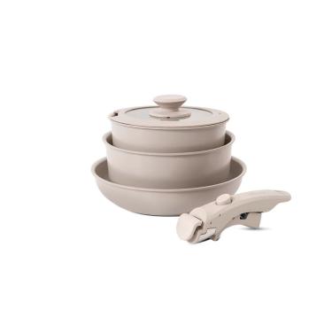 Imagem de Jogo de Panelas Empilhável Brinox com Cabo Removível Ceramic Life Fit 10 Peças - Antiaderente Cerâmico Fundo de Indução