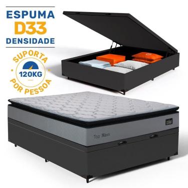 Imagem de Cama Box Baú com Colchão de Espuma D33 Pillow Top Maxx Casal 138cm