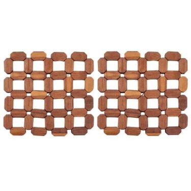 Imagem de Kit 2 Descanso Panela Bambu Madeira Travessas Antiaderente - Imporient