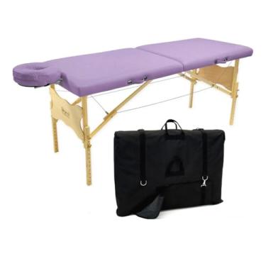 Imagem de Maca Profissional Portátil Antares Legno – Altura Regulável, com Bolsa de Transporte, Preta (Lilas)