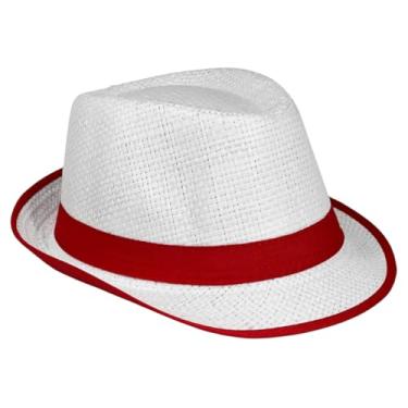 Imagem de Chapéu Zé Pilintra Malandro Lona Branco Com Vermelho Panamá