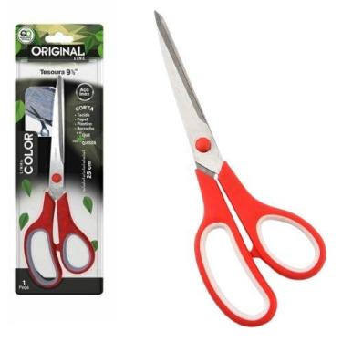 Imagem de Tesoura Grande 25cm Coloridas 9" Aço Inox Multiuso Corte Preciso e Ver