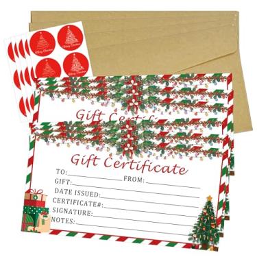 Imagem de Vales de presente de Natal em branco para negócios, pacote com 30 cartões de certificado de férias com envelopes Kraft e adesivos para restaurantes, spa, beleza, maquiagem, cabeleireiro