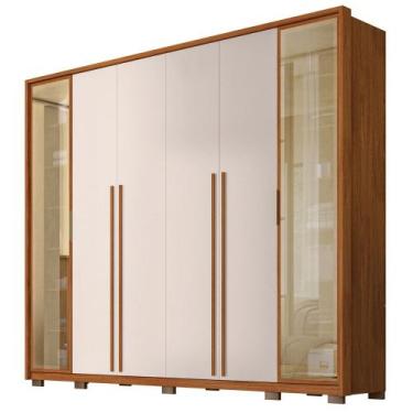 Imagem de Guarda Roupa Casal 6 Portas Vidro Reflecta Octavius Freijó/Off White -