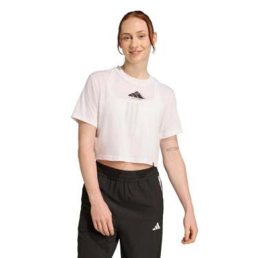 Imagem de Camiseta Adidas Cropped Feminina, Branco, P