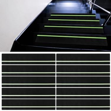 Imagem de DJAPWPX Fita antiderrapante tiras de escada antiderrapantes resistentes ao desgaste antiderrapante piso de escada que brilha no escuro fita antiderrapante ambiental antiderrapante tiras de escada para
