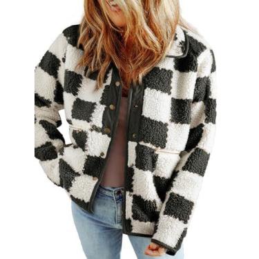Imagem de Jaqueta feminina SHEWIN, outono de 2024, xadrez, com botão de lã, Sher