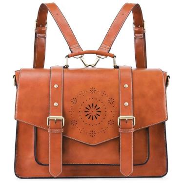 Imagem de Mochila Vintage de Couro Vegano para Laptop Feminina, ECOSUSI ES1101002A003 FUS, Marrom