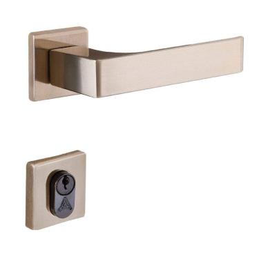 Imagem de Fechadura Entrada Reta Roseta 6cm Latonado Quadratta Aliança