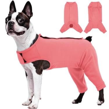 Imagem de Kuoser Traje de cirurgia para cães para pernas traseiras, manga de perna traseira de cachorro para parar de lamber, terno feminino de recuperação de esterilização para cães após a cirurgia, macacão