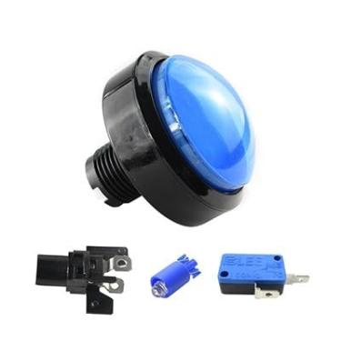 Imagem de RORFFK 1 peça de acessórios de jogo de 60 mm, botão grande convexo de 60 mm, círculo grande com botão de luz, máquina de jogo, botão de círculo grande, redefinir (Bule-1)