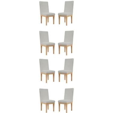 Imagem de Kit 8 Cadeiras De Jantar Reforçadas Estofadas Tecido Cinza