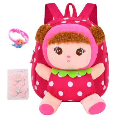 Imagem de Mochila infantil Suerico BAG001 com boneca de pelúcia destacável em lona, para crianças de 1 a 5 anos