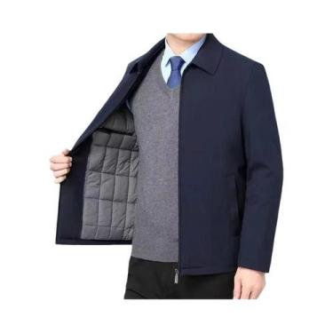 Imagem de Jaqueta Masculina De Inverno Quente Com Forro De Lã, Cor Sólida, Casua