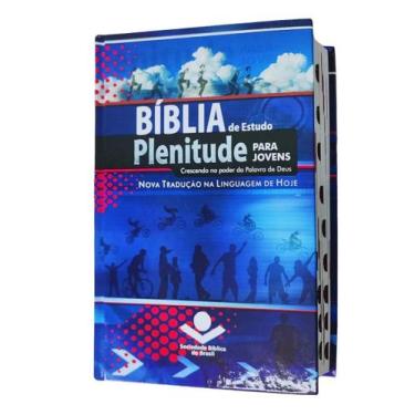 Imagem de Bíblia de estudo plenitude para jovens  ntlh  capa dura azul  índice -