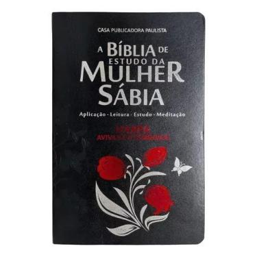Imagem de Bíblia de estudo da mulher sábia  capa de luxo preta  arc  com harpa  