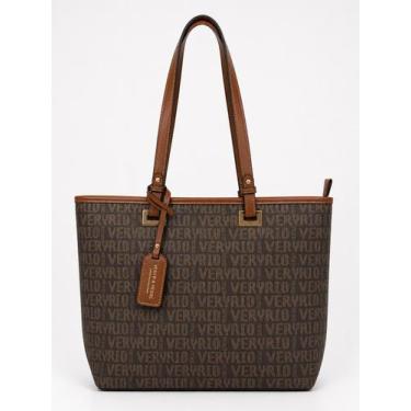 Imagem de Bolsa Feminina Tote Veryrio Monograma material ecológico Grande, Café