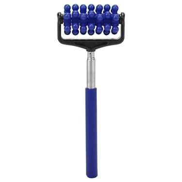 Imagem de Sonew Bastão de massagem nas costas, rolo telescópico massageador de rolos musculares de borracha para dores musculares, pescoço, braço, perna, costas, corpo masculino feminino (azul marinho)