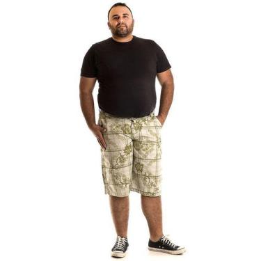 Imagem de Bermuda Masculina Bolso Faca Sarja Estampada Plus Size 10706 - Konciny