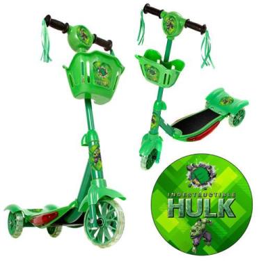 Imagem de Patinete Crianças Scooter 3 Rodas Brinquedo Infantil Hulk - Zein