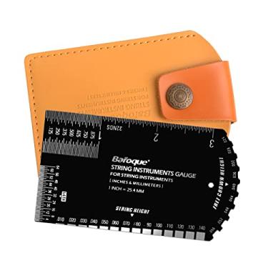 Imagem de Régua de medição de corda para guitarra, medidor de altura da corda, ferramenta de medição de balancim de traste de guitarra, ferramenta Luthier para baixo elétrico e guitarra acústica com capa de couro, borda polida