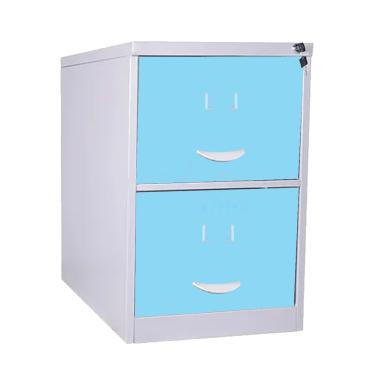 Imagem de Arquivo De Aço 2 Gavetas P/ Pasta Suspensa C/ Chave Azul Claro