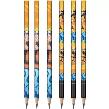 Imagem de Kit Lápis de Escrever Redondo Escolar Preto HB Naruto TRIS