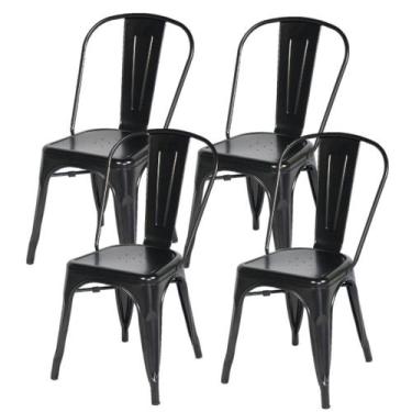 Imagem de Conjunto 4 Cadeiras Tolix Iron - Design - Preta - Universal Mix