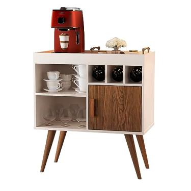 Imagem de Aparador Buffet Balcão Paris Sala Retrô 1 Porta Cantinho Do Café (Off White Freijó)