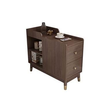 Imagem de Mesa lateral gaveta dupla mesa lateral quarto cabeceira armário de armazenamento casa sala de estar mesa de canto escritório decoração moderna pequena mesa de centro para sala de estar (cor: 1)