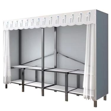 Imagem de Armário de guarda-roupa de grande capacidade portátil dobrável armário de metal quadro de ferro pendurado guarda-roupa resistente e fácil de montar