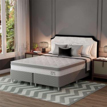 Imagem de cama box com colchão queen sigma molas ensacadas (22x158x198) branco e cinza