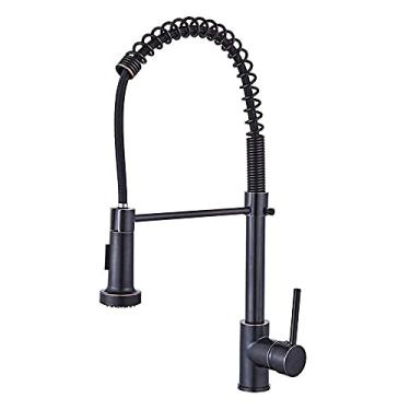 Imagem de Torneiras, Torneira profissional de alça única para pia de cozinha Torneiras misturadoras de pulverizador pull-out Torneira misturadora de cozinha giratória 360 ° Torneira de cozinha de pia de