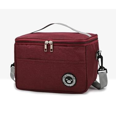 Imagem de Bolsa térmica grande portátil tecido Oxford 600D à prova de vazamento, bolsa térmica adequada para acampamento, piquenique e praia, 10 litros (vermelha 2)