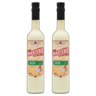 Imagem de Kit 2 Licores de Abacaxi com Coco Paratiense 500 ml Creme Fino Nacional Tradicional Coquetéis Exóticos Sobremesas Lembrancinha Presente Natal