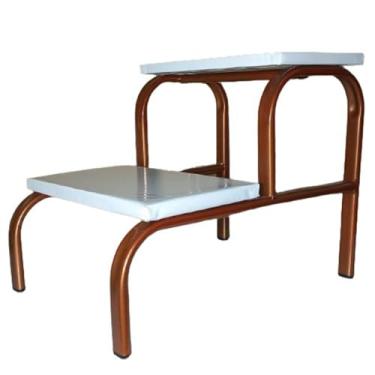 Imagem de Escada Clínica de 2 Degraus Obeso Estrutura Bronze com Piso em MDF Branco