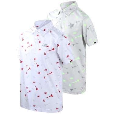 Imagem de New Balance Camiseta polo para meninos – Pacote com 2 camisetas de manga curta e ajuste seco – Camisa de golfe com gola de desempenho (8-20), Golfe cinza/golfe branco, 18-20