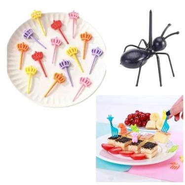 Imagem de Kit lanchinho: 42 Palitinhos de Frutas e Legumes Para Lanche Saudável BentoBox Escolar e Passeios - 10 Unidades Animais mais 20 Unidades Coroa e 12 Unidades Formiga