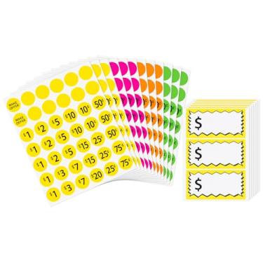 Imagem de Hoomall 18 etiquetas de preço de venda de garagem, 3 peças de etiquetas de preço mini amarelas/vermelhas/laranjas/verdes, 6 peças grandes em branco