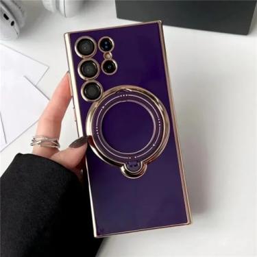 Imagem de Capa de telefone com suporte de rotação para Samsung Galaxy S24 S23 S22 ULtra Plus S23 S20 FE A54 A52 A34 A32 A24 A23 A14 Capa, Roxa, Para SamsungS24