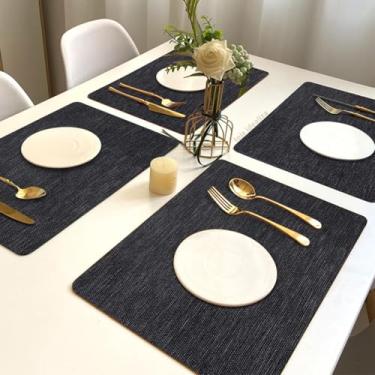 Imagem de 8 Jogo Americano Juta Preto - Impermeável Limpa Facil Pvc