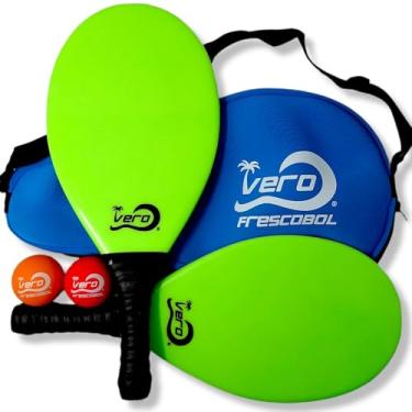 Imagem de conjunto de Frescobol Fiberglass Praia Paddleball Paddle, Bola Oficial, Saco