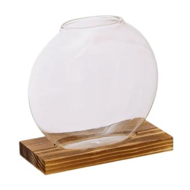 Imagem de Baoblaze Vaso de flores transparente, estação de propagação de plantas, suporte de vidro, plantador de fazenda, terrário para festa de inauguração de casa, Cor de madeira profunda