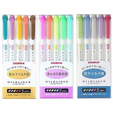 Imagem de Zebra Canetas marca-texto Mildliner de cor macia dupla face, profundas, quentes e frescas (pacote com 3)