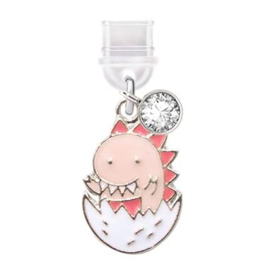 Imagem de ELISE & FONDA TP308 Tipo-C porta de carregamento USB plugue antipoeira pequeno dinossauro bebê celular charme para Samsung/Huawei/OnePlus/Xiaomi/oppo telefones Android (rosa), approx.1.4 cm (L) x 0.2